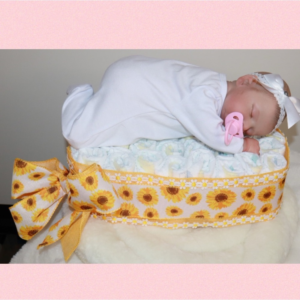 Real-Looking Sleeping Baby cutie Diaper Cake Best Baby Shower Gift & Centerpiece